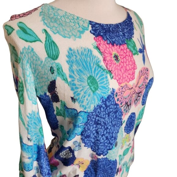 Talbots Womens Blouse Size Large Multicolor Floral Long Sleeve Pullover Top - Picture 4 of 13